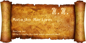 Matejko Mariann névjegykártya