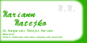 mariann matejko business card